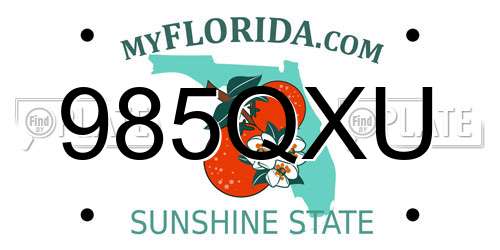 985QXU Florida License Plate