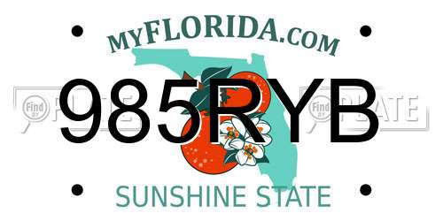 985RYB Florida License Plate