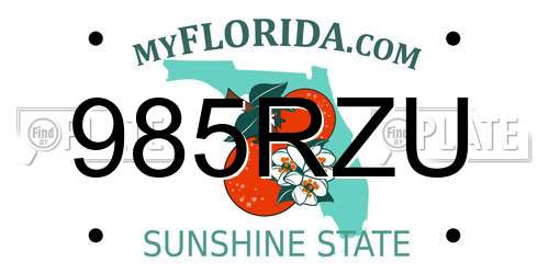 985RZU Florida License Plate