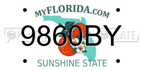 9860BY Florida License Plate
