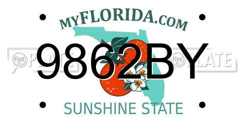 9862BY Florida License Plate