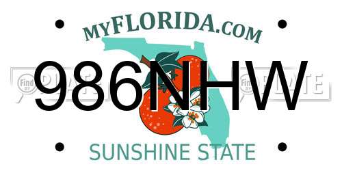 986NHW Florida License Plate