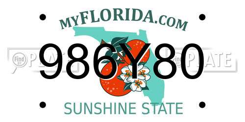 986Y80 Florida License Plate