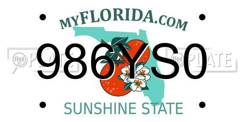986YS0 Florida License Plate