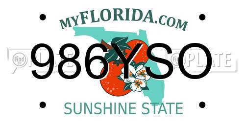 986YSO Florida License Plate
