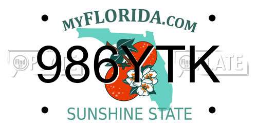 986YTK Florida License Plate