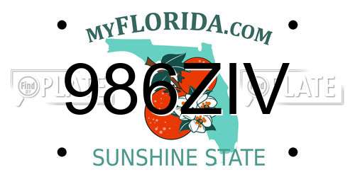 986ZIV Florida License Plate