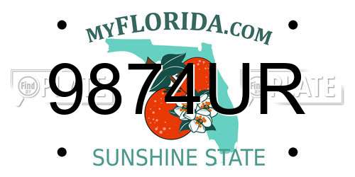 9874UR Florida License Plate
