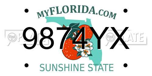 9874YX Florida License Plate