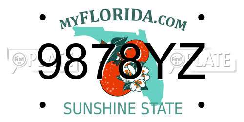 9878YZ Florida License Plate