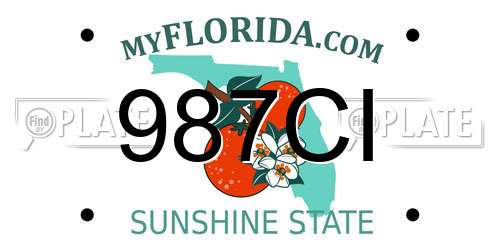 987CI Florida License Plate
