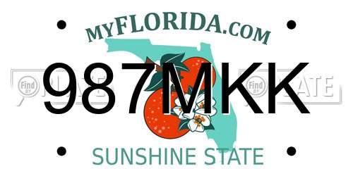 987MKK Florida License Plate