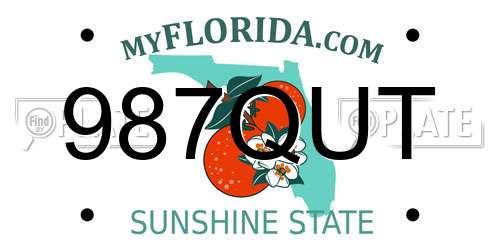 987QUT Florida License Plate