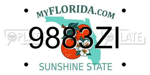 9883ZI Florida License Plate