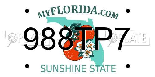 988TP7 Florida License Plate