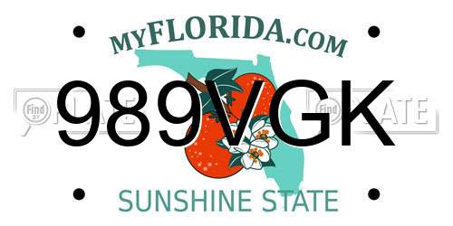 989VGK Florida License Plate