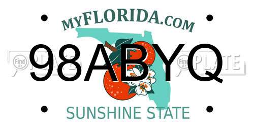 98ABYQ Florida License Plate