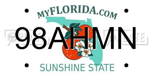 98AHMN Florida License Plate