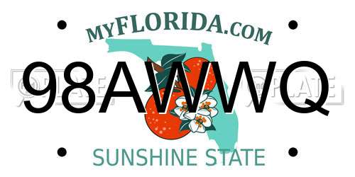 98AWWQ Florida License Plate