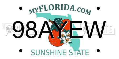 98AYEW Florida License Plate