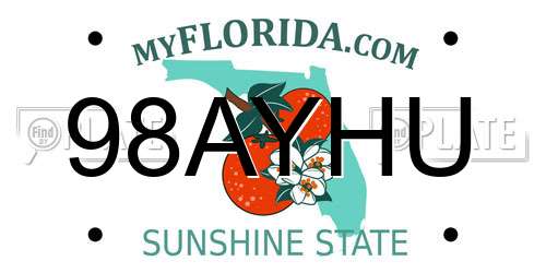 98AYHU Florida License Plate