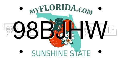 98BJHW Florida License Plate