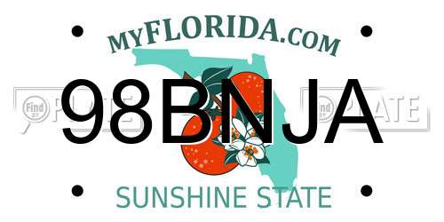 98BNJA Florida License Plate