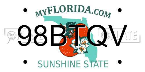 98BTQV Florida License Plate