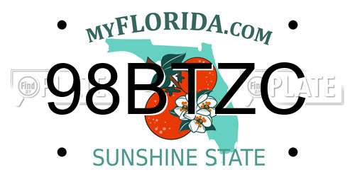 98BTZC Florida License Plate
