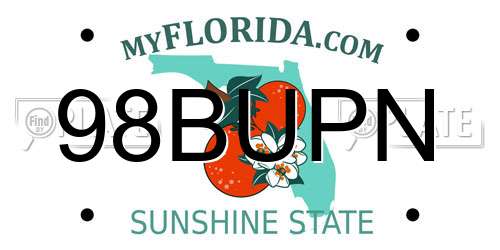 98BUPN Florida License Plate