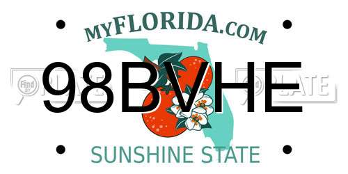 98BVHE Florida License Plate