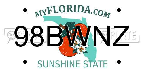 98BWNZ Florida License Plate