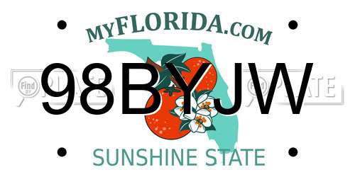 98BYJW Florida License Plate
