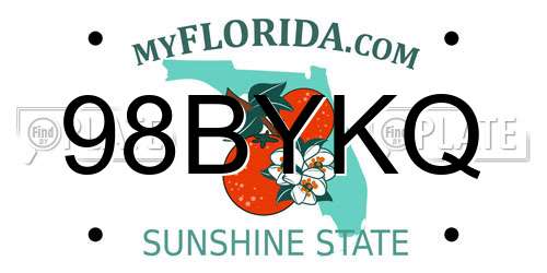 98BYKQ Florida License Plate