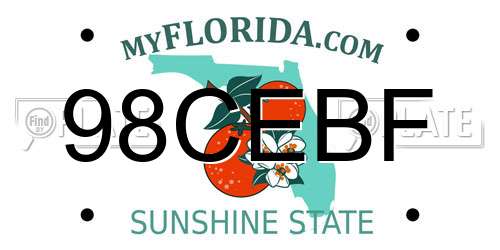 98CEBF Florida License Plate