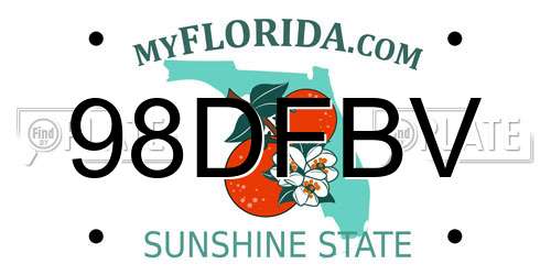 98DFBV Florida License Plate