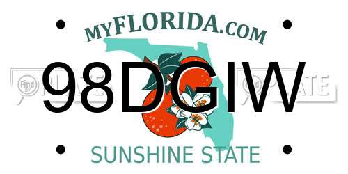 98DGIW Florida License Plate