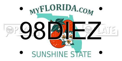 98DIEZ Florida License Plate