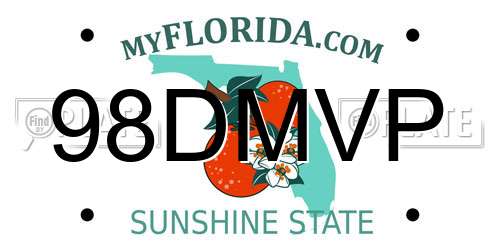 98DMVP Florida License Plate