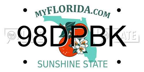 98DPBK Florida License Plate