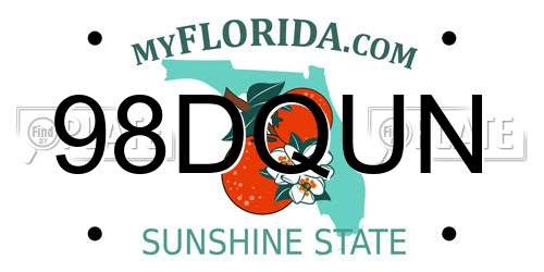 98DQUN Florida License Plate