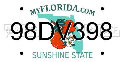 98DV398 Florida License Plate