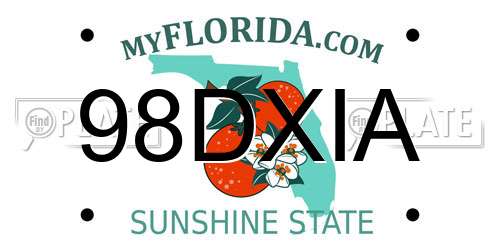 98DXIA Florida License Plate