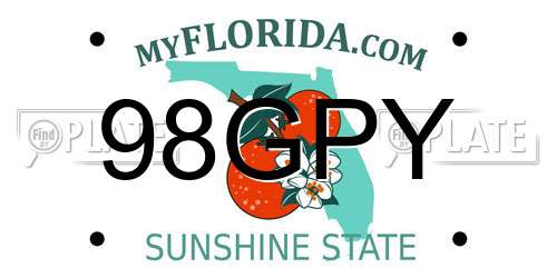 98GPY Florida License Plate