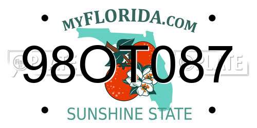 98OT087 Florida License Plate