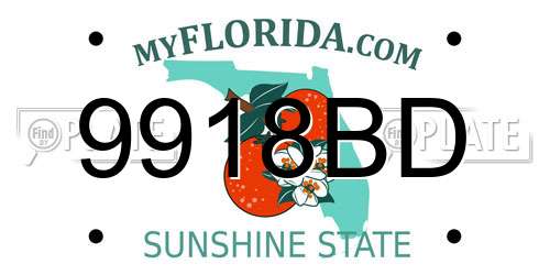 9918BD Florida License Plate
