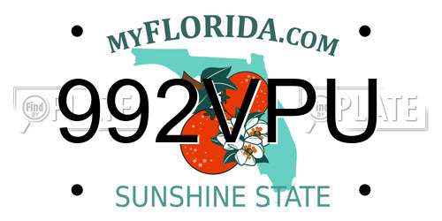 992VPU Florida License Plate