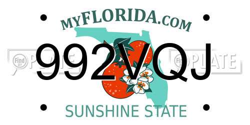 992VQJ Florida License Plate