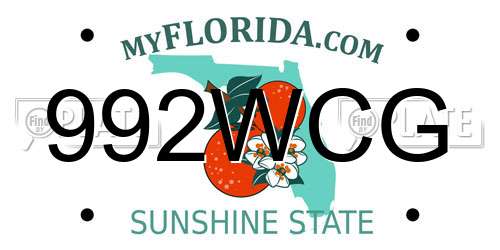 992WCG Florida License Plate