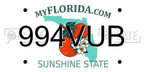994VUB Florida License Plate